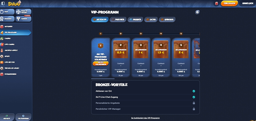 Shikaka Casino VIP-Club DE